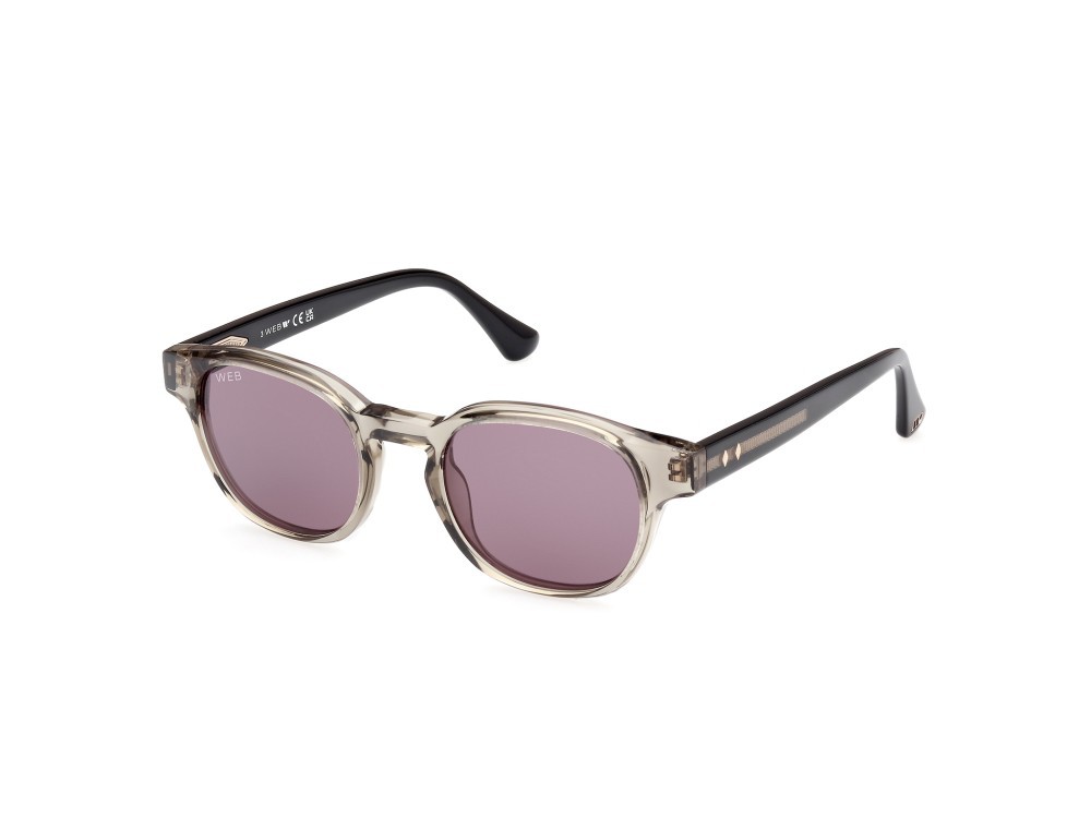 Sunglasses Web WE0361 (95A) color verde chiaro lucido - nero lucido shape round lenses fumo