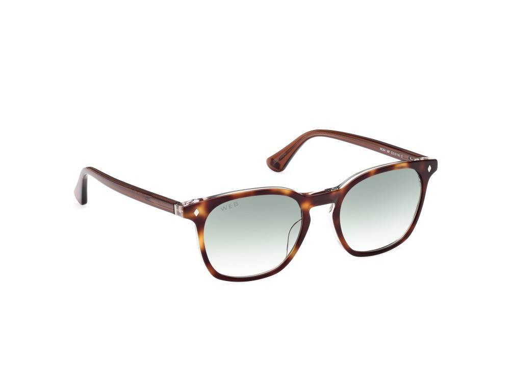 Sunglasses Web WE0364 (56P) color avana - marrone chiaro lucido shape round lenses verde sfumato