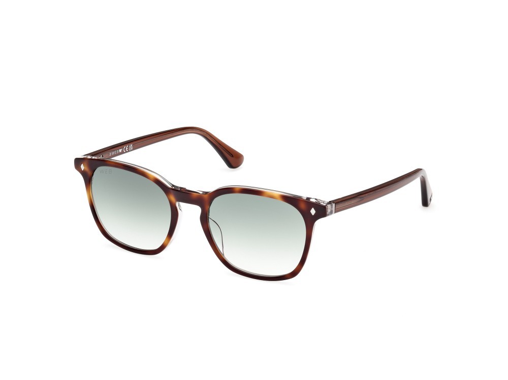 Sunglasses Web WE0364 (56P) color avana - marrone chiaro lucido shape round lenses verde sfumato