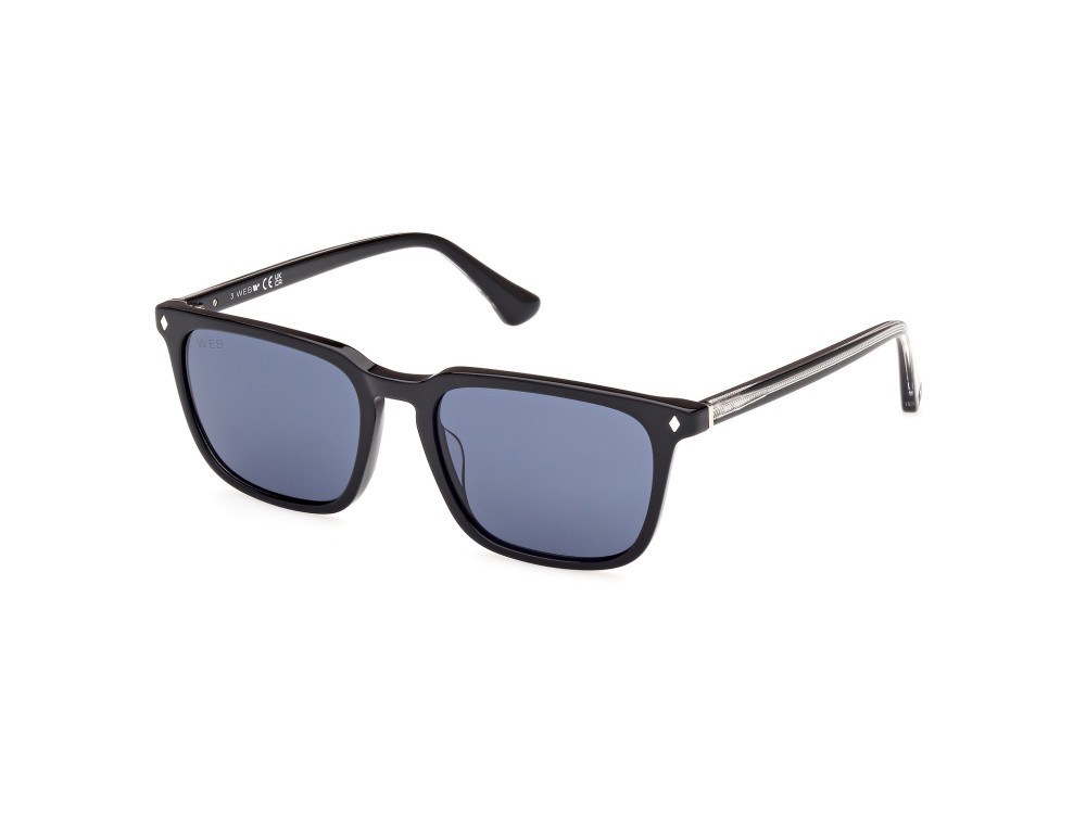 Sunglasses Web WE0369 (01V) color nero lucido shape square lenses blu