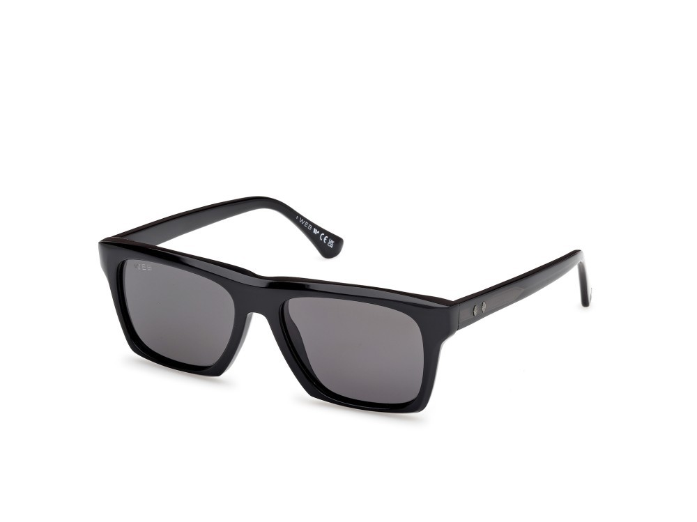 Sunglasses Web WE0382 (05D) color nero monocolore - nero lucido shape rectangle lenses fumo polar.