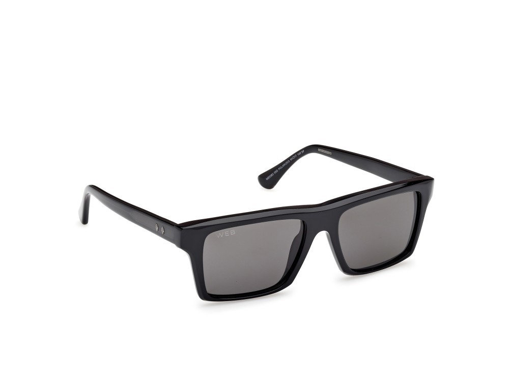 Sunglasses Web WE0383 (05D) color nero monocolore - nero lucido shape rectangle lenses fumo polar.