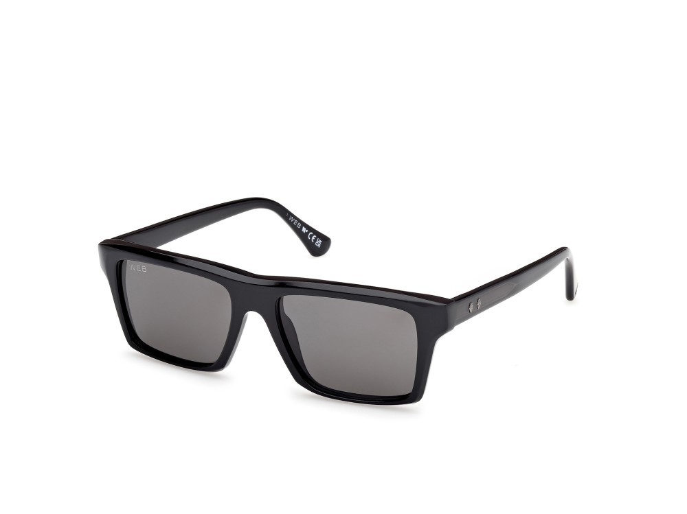 Sunglasses Web WE0383 (05D) color nero monocolore - nero lucido shape rectangle lenses fumo polar.