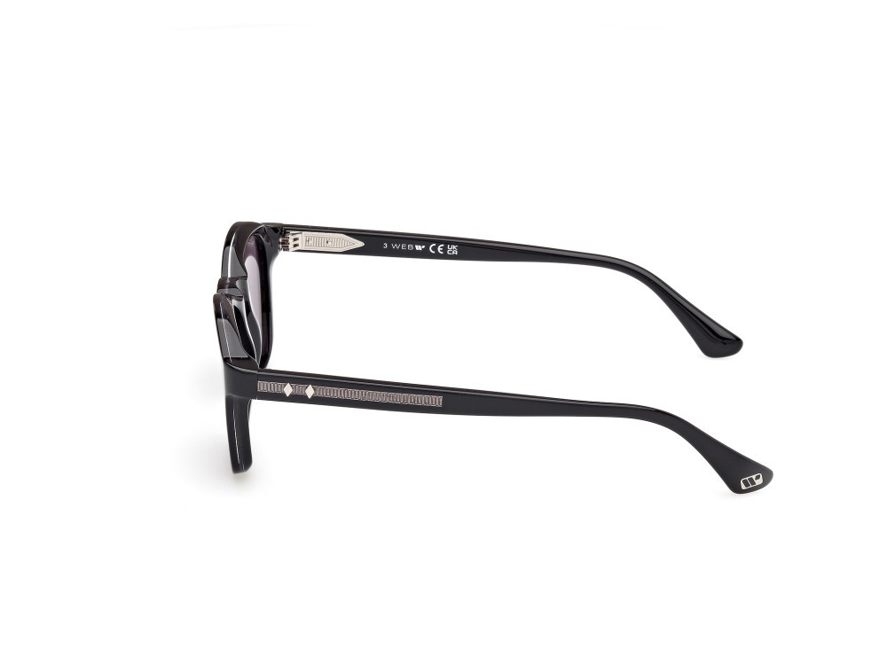 Sunglasses Web WE0384 (05A) color nero monocolore - nero lucido shape round lenses fumo