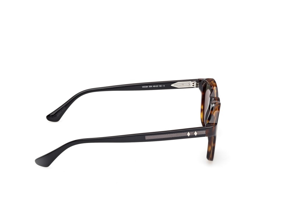 Sunglasses Web WE0384 (55N) color avana monocolore - nero lucido shape round lenses verde