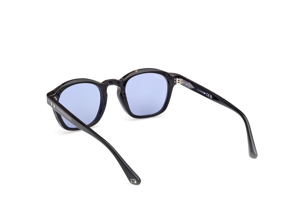 Sunglasses Web WE0384 (56V) color avana monocolore - nero lucido shape round lenses blu