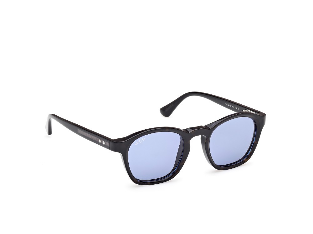 Sunglasses Web WE0384 (56V) color avana monocolore - nero lucido shape round lenses blu