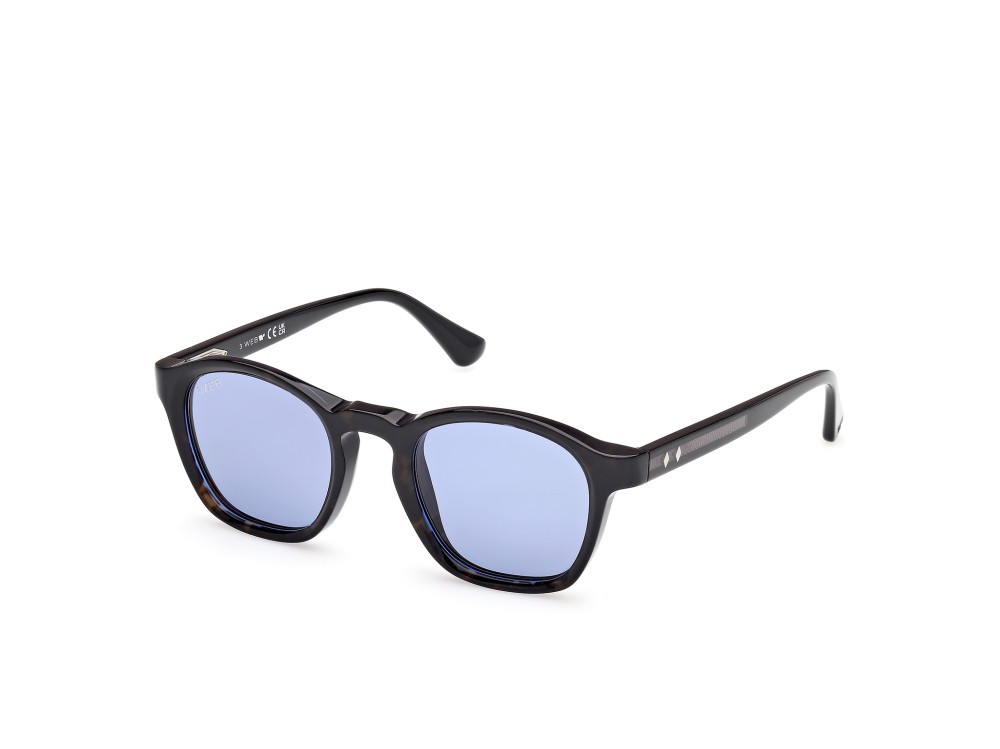 Sunglasses Web WE0384 (56V) color avana monocolore - nero lucido shape round lenses blu