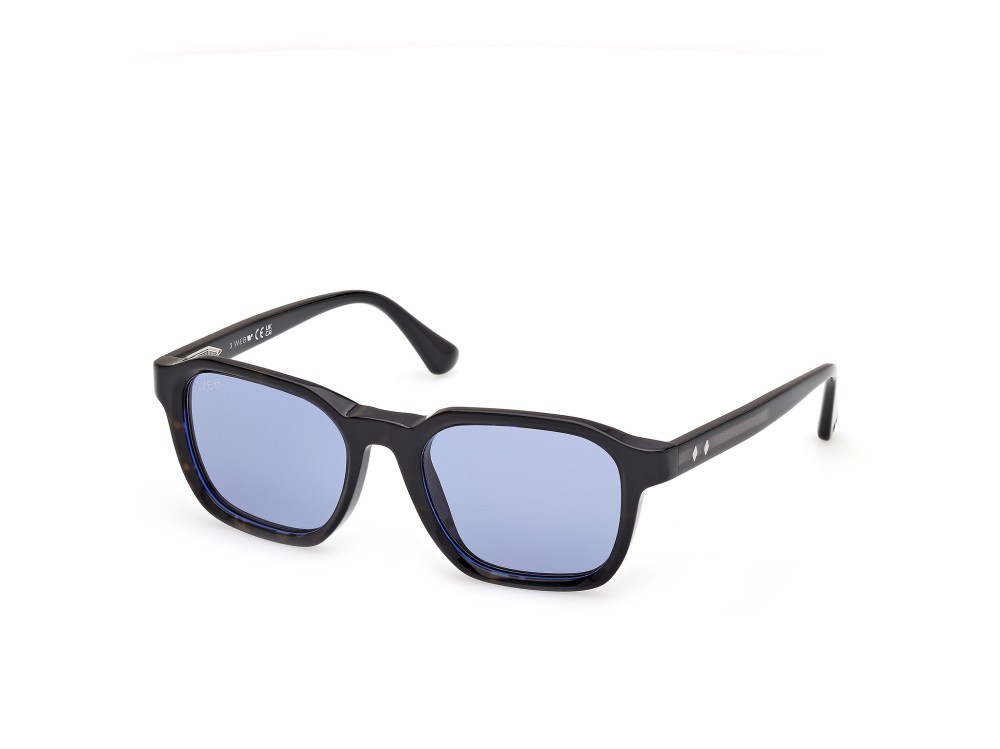 Sunglasses Web WE0385 (56V) color avana monocolore - nero lucido shape square lenses blu