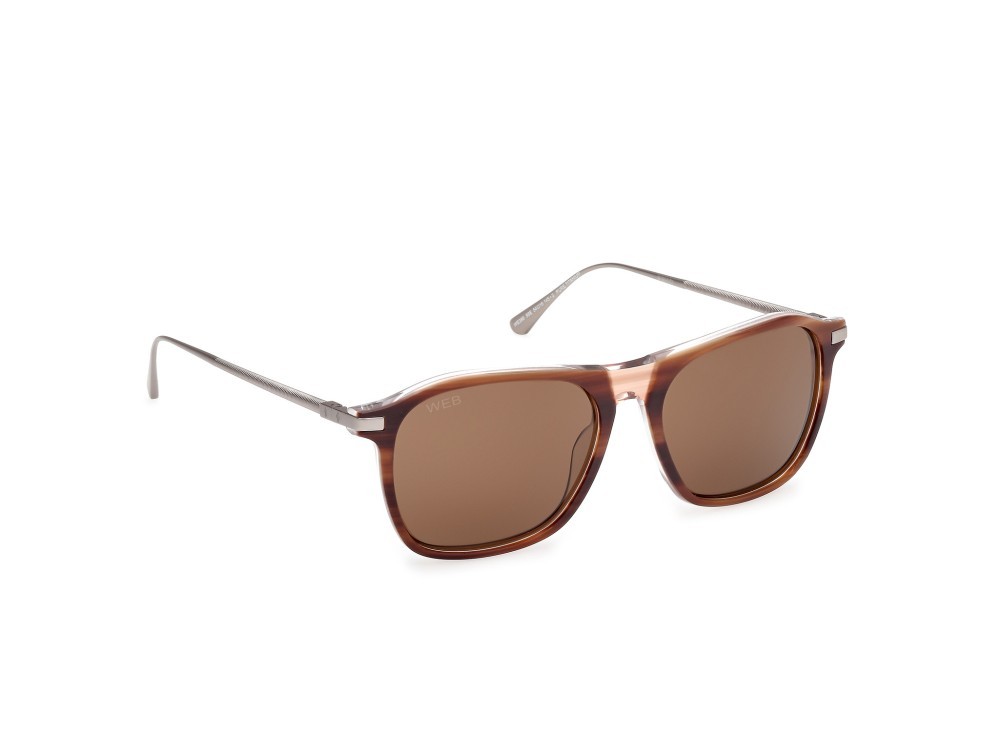 Sunglasses Web WE0386 (56E) color avana monocolore - rutenio chiaro opaco shape rectangle lenses marrone