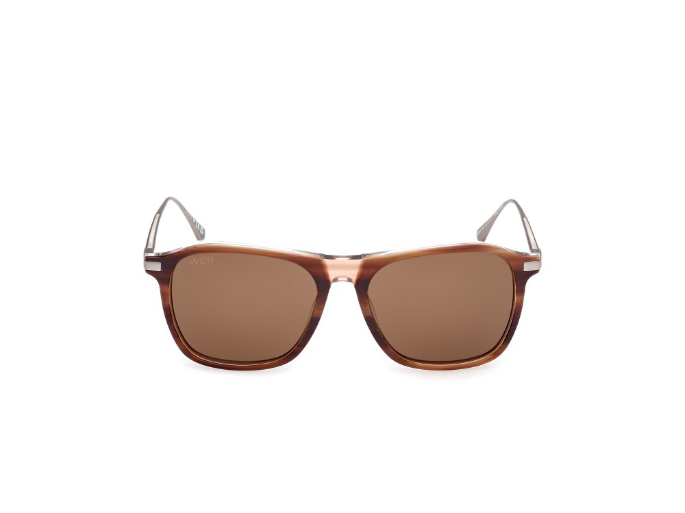 Sunglasses Web WE0386 (56E) color avana monocolore - rutenio chiaro opaco shape rectangle lenses marrone