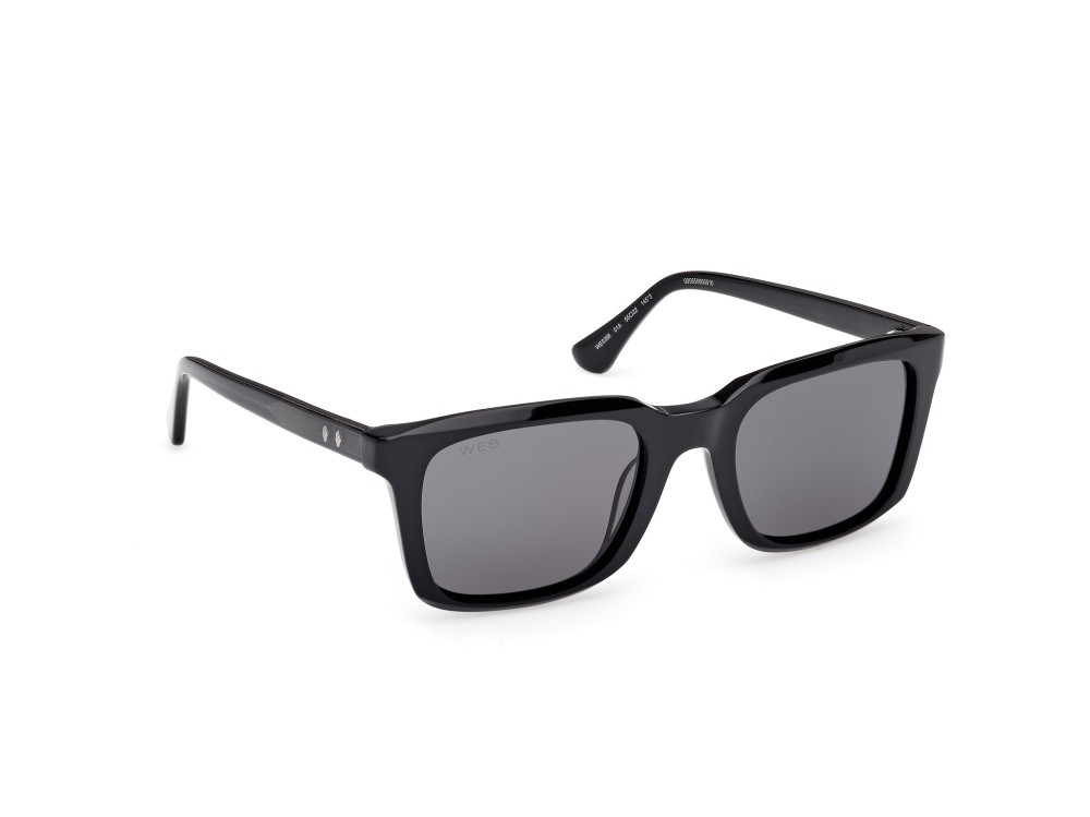 Sunglasses Web WE0388 (01A) color nero lucido - nero/monocolore shape rectangle lenses fumo