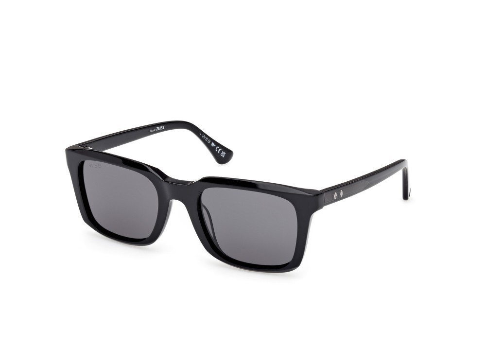 Sunglasses Web WE0388 (01A) color nero lucido - nero/monocolore shape rectangle lenses fumo