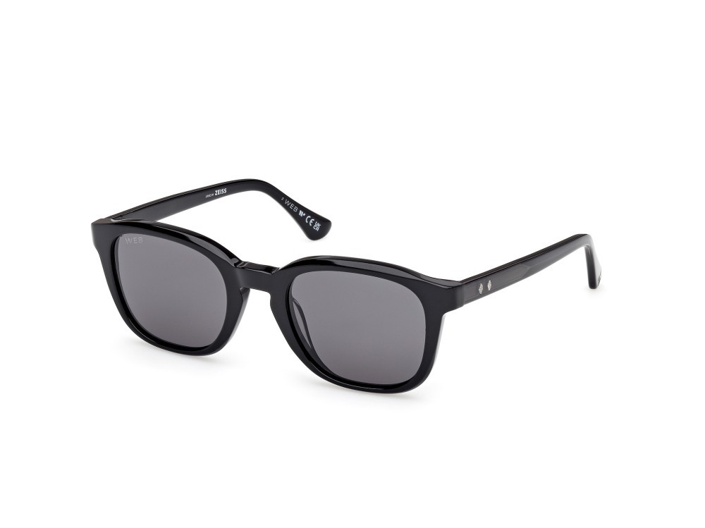 Sunglasses Web WE0390 (01A) color nero lucido - nero/monocolore shape round lenses fumo
