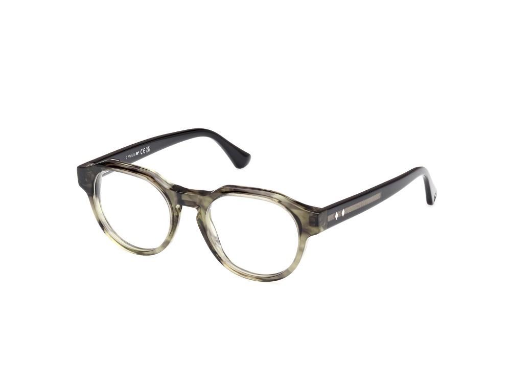 Eyeglasses Web WE5421 (098) color verde scuro striato - nero lucido shape round 